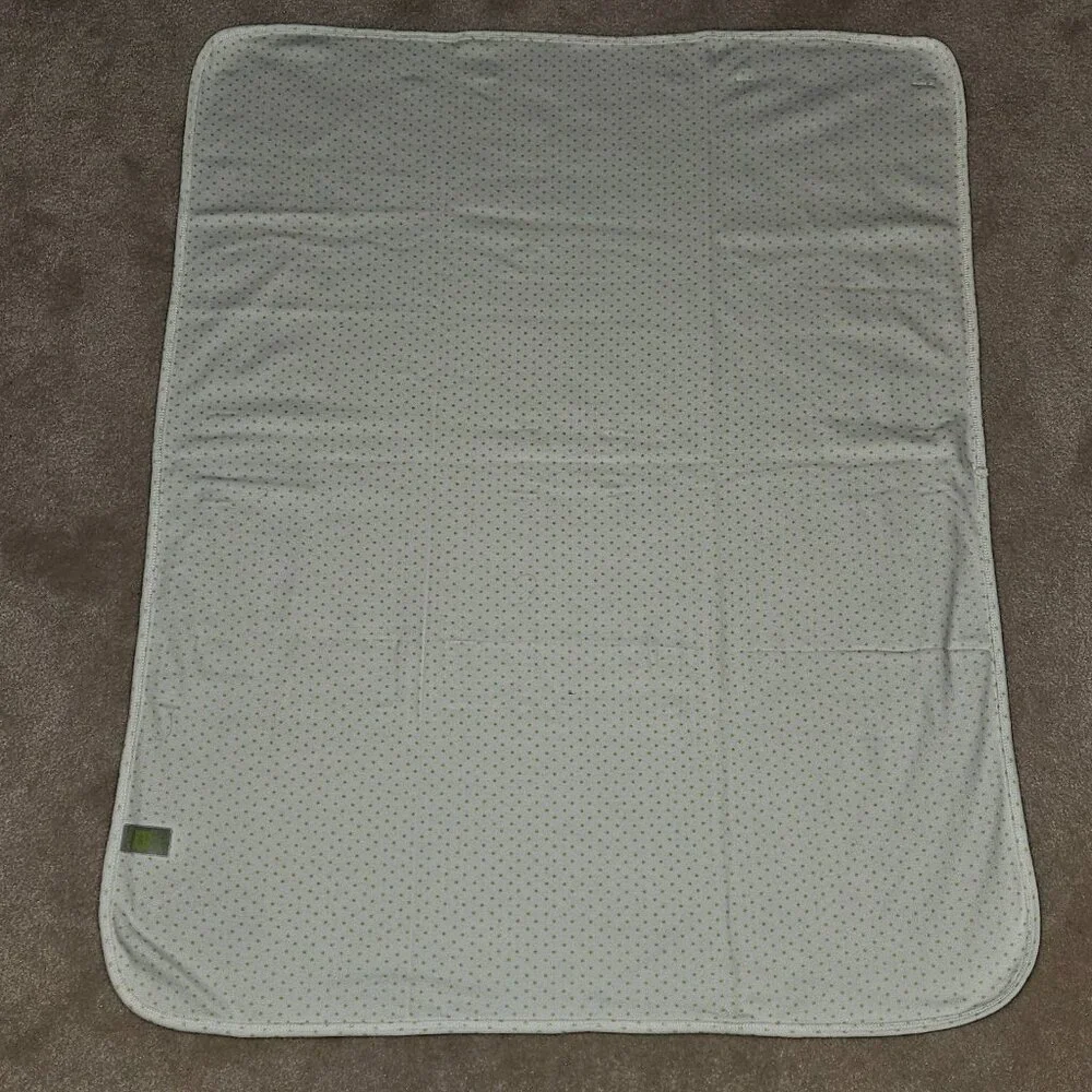 Carter's Star Baby Blanket SWEET BABY Green White Stripes Polka Dots 100% Cotton